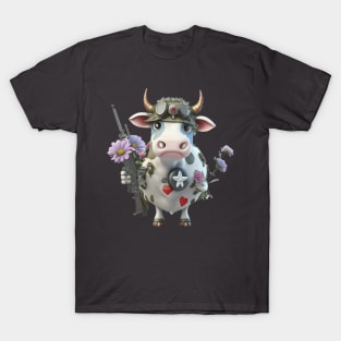 The cow as a soldier is ready T-Shirt